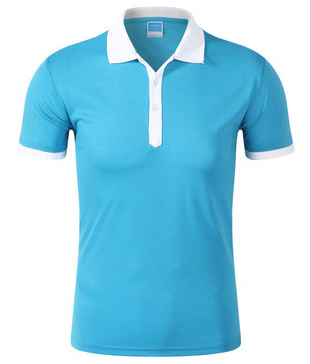 淺藍色配白色款定做T恤衫款式圖片