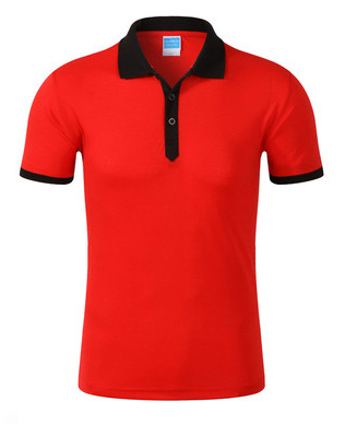 紅色搭配黑色領(lǐng)定做T恤衫款式圖片