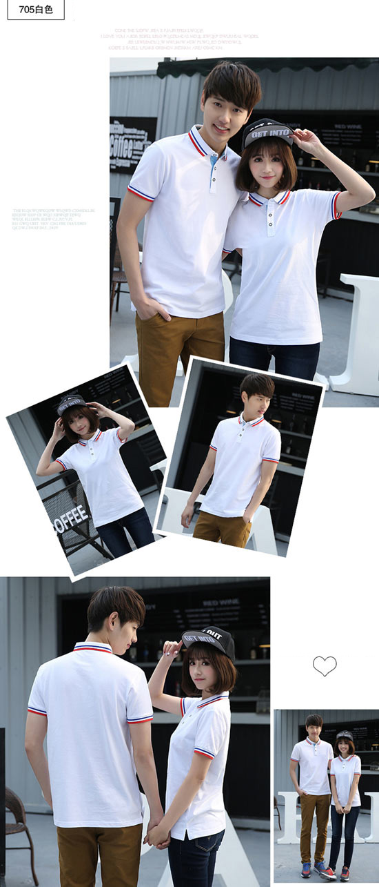 衣領嵌條白色POLO衫定做款式