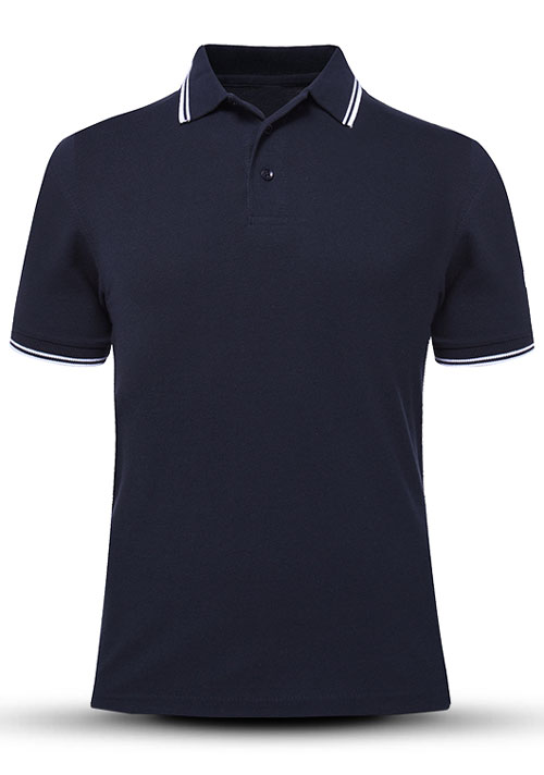 藏青色翻領T恤衫