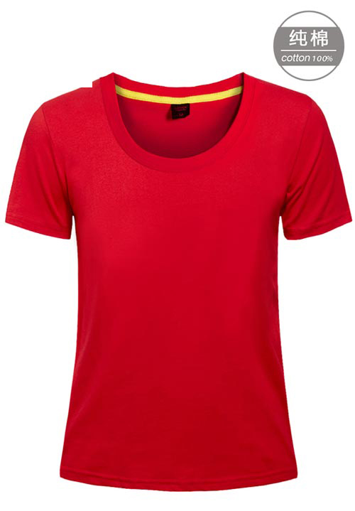 紅色女款短袖圓領文化衫