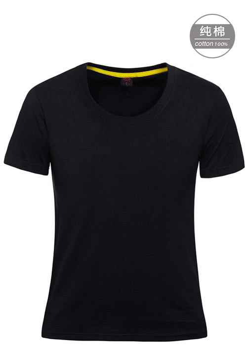 黑色純棉短袖女圓領文化衫