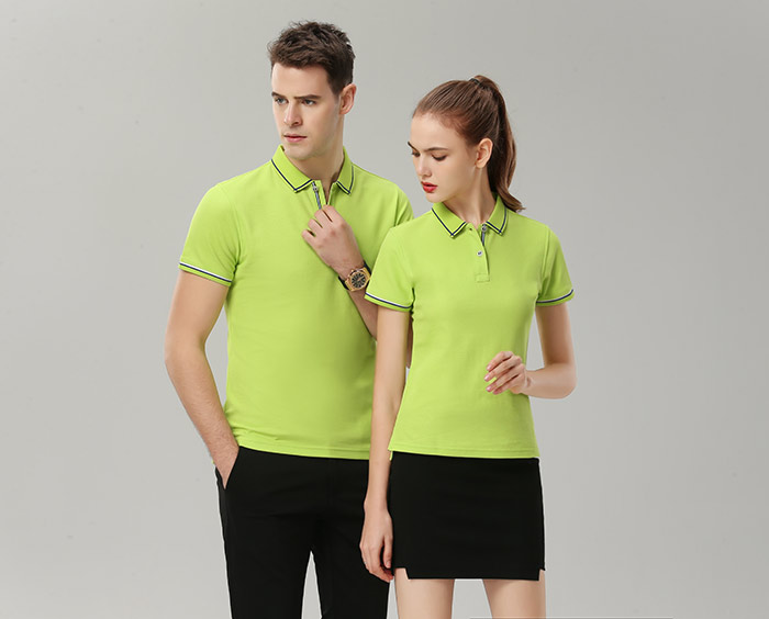 1898號時尚翻領短袖POLO衫定做草綠色模特展示圖