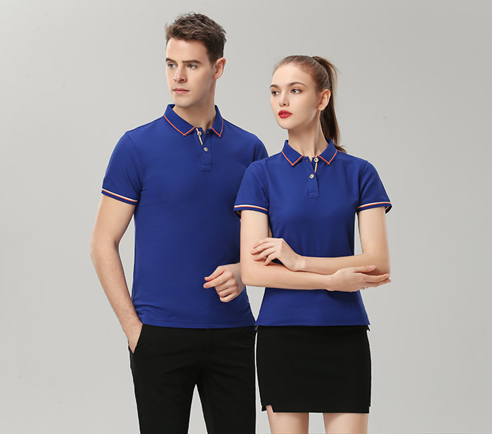 1898號時尚翻領短袖POLO衫現貨批發之寶藍色模特展示圖